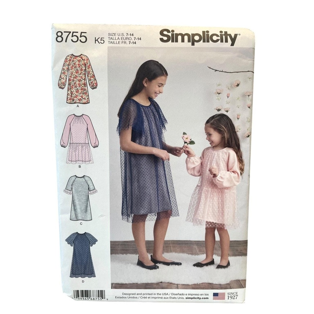 Simplicity 8755 Girls Dresses K5 Size 7-14 Child Kids Sewing Pattern Uncut